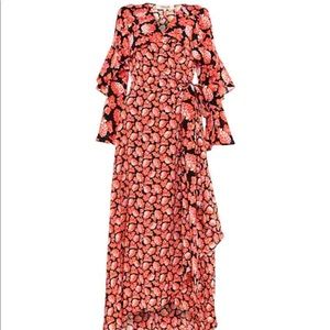 DVF Diane Von Fursenberg Alice Long Maxi Dress Cherries Black